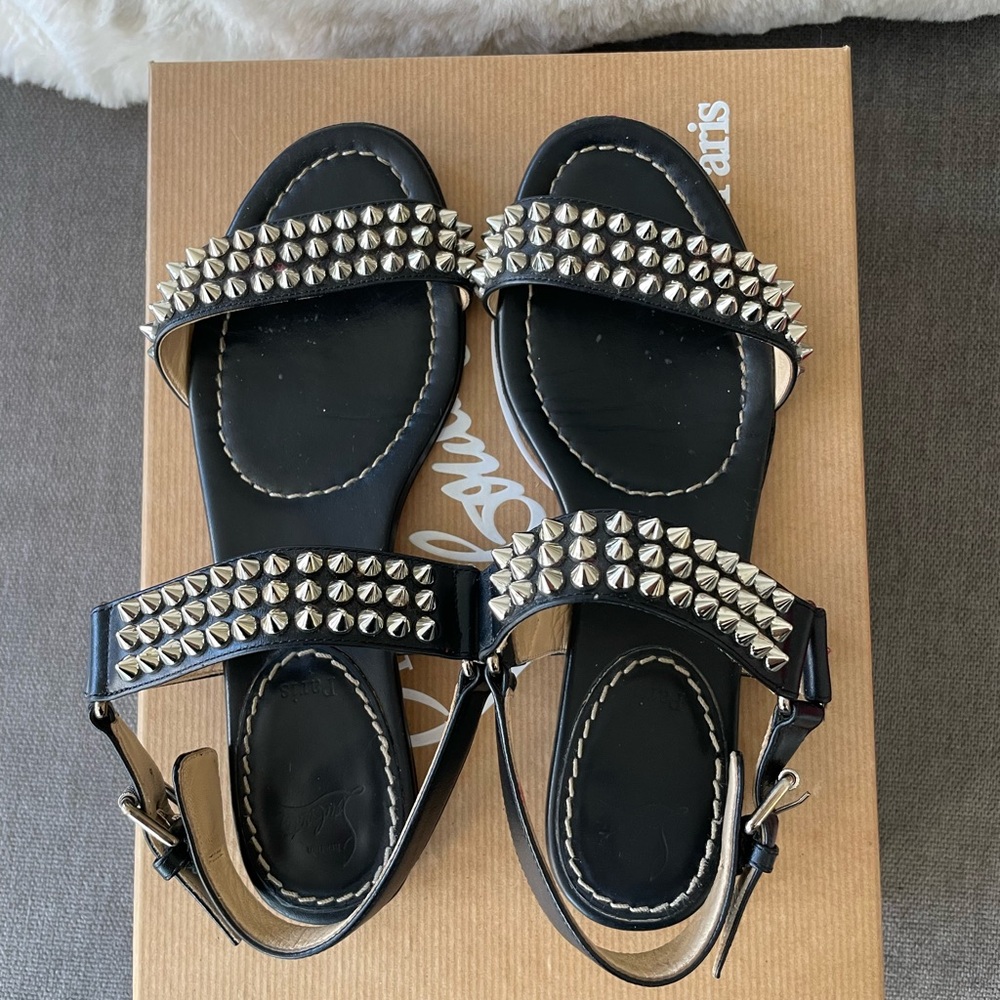 Christian Louboutin Bikee Bike Black Studded Sandals EU 35